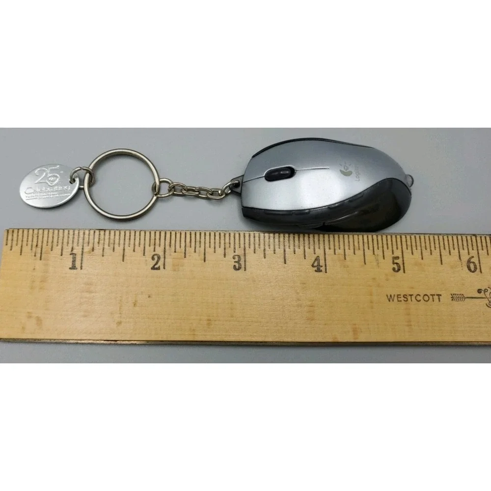 Vintage Logitech‎ Mouse Keychain Light Advert 25th Anniversary Nostalgia